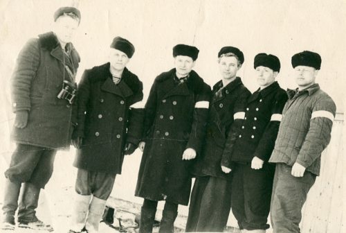 Сеземов, Копьев, Сперанский, Алексеев, Капитонов, Карпухин - работники спасательной станции, 50-60 годы Пляж