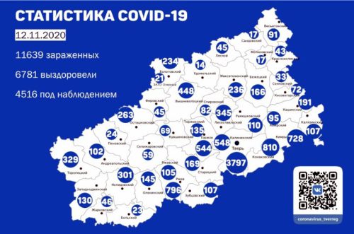 Информация оперативного штаба по предупреждению завоза и распространения коронавирусной инфекции в Тверской области за 12 ноября