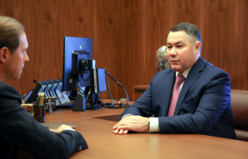Игорь Руденя и Министр промышленности и торговли России Денис Мантуров обсудили вопросы развития промышленности Тверской области