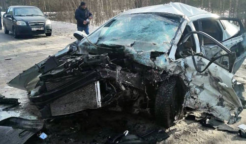 В районе деревни Шебаршино произошло лобовое ДТП
