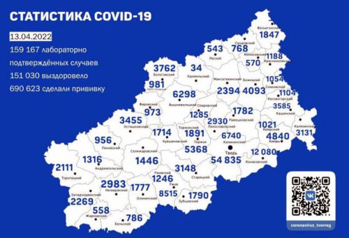 Информация оперативного штаба по предупреждению завоза и распространения коронавирусной инфекции в Тверской области за 13 апреля