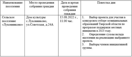 Старицкий район готовится к участию в  Программе поддержки местных инициатив Тверской области в 2023 году