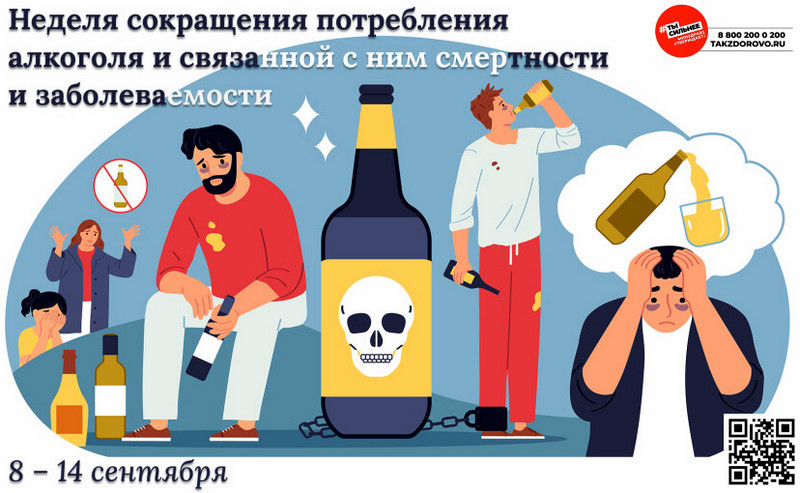 С 8 по 14 сентября - Неделя сокращения потребления алкоголя и связанной с ним смертности и заболеваемости