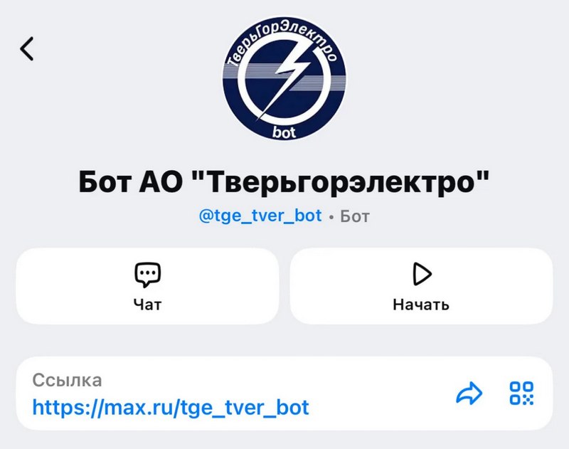 Жители Верхневолжья могут использовать для обращения в АО «Тверьгорэлектро» официальный чат-бот компании в мессенджере МАХ